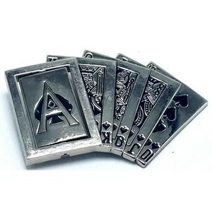 Westside CA Royal Flush Cards Silver Tone & Enamel Spinner Belt Buckle